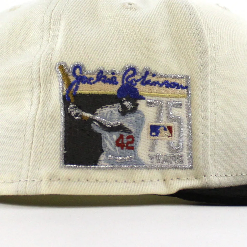 BROOKLYN DODGERS 75 JACKIE ROBINSON New Era 59Fifty Fitted Hat (Chrome White Black Gray Under Brim)