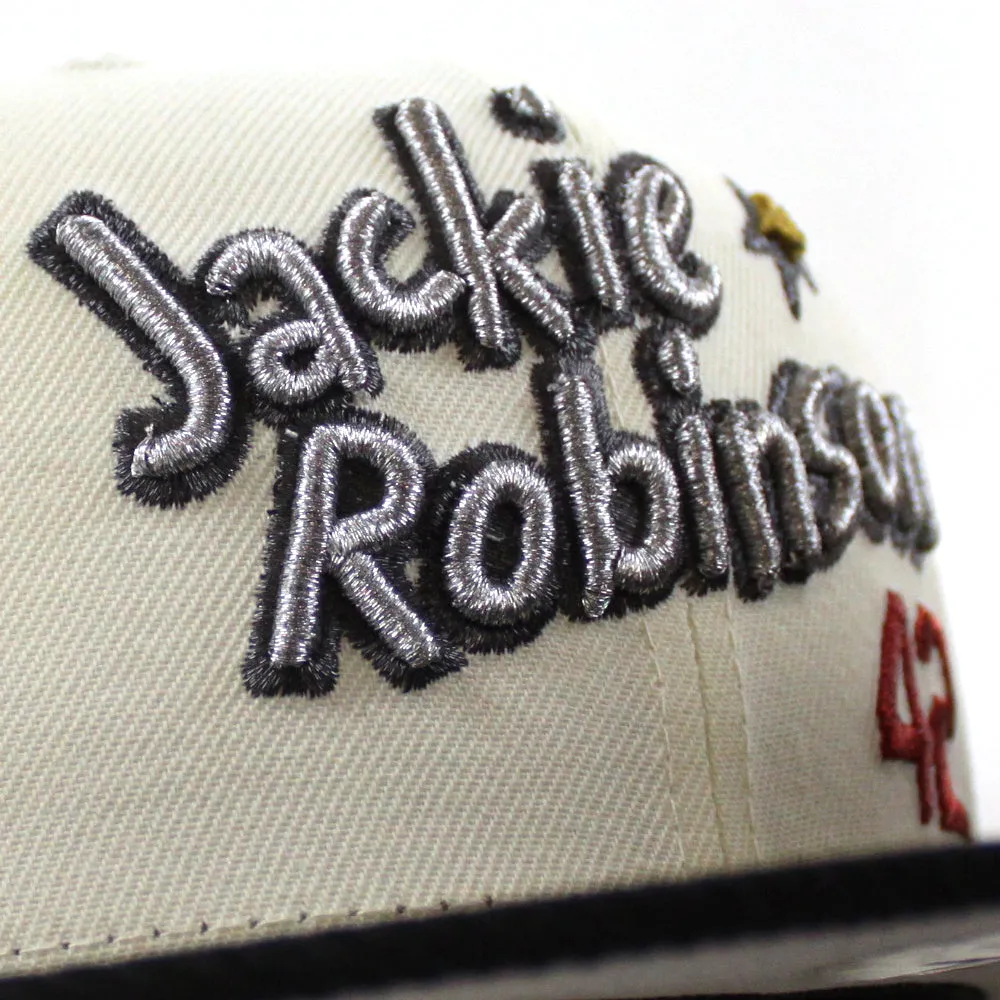 BROOKLYN DODGERS 75 JACKIE ROBINSON New Era 59Fifty Fitted Hat (Chrome White Black Gray Under Brim)