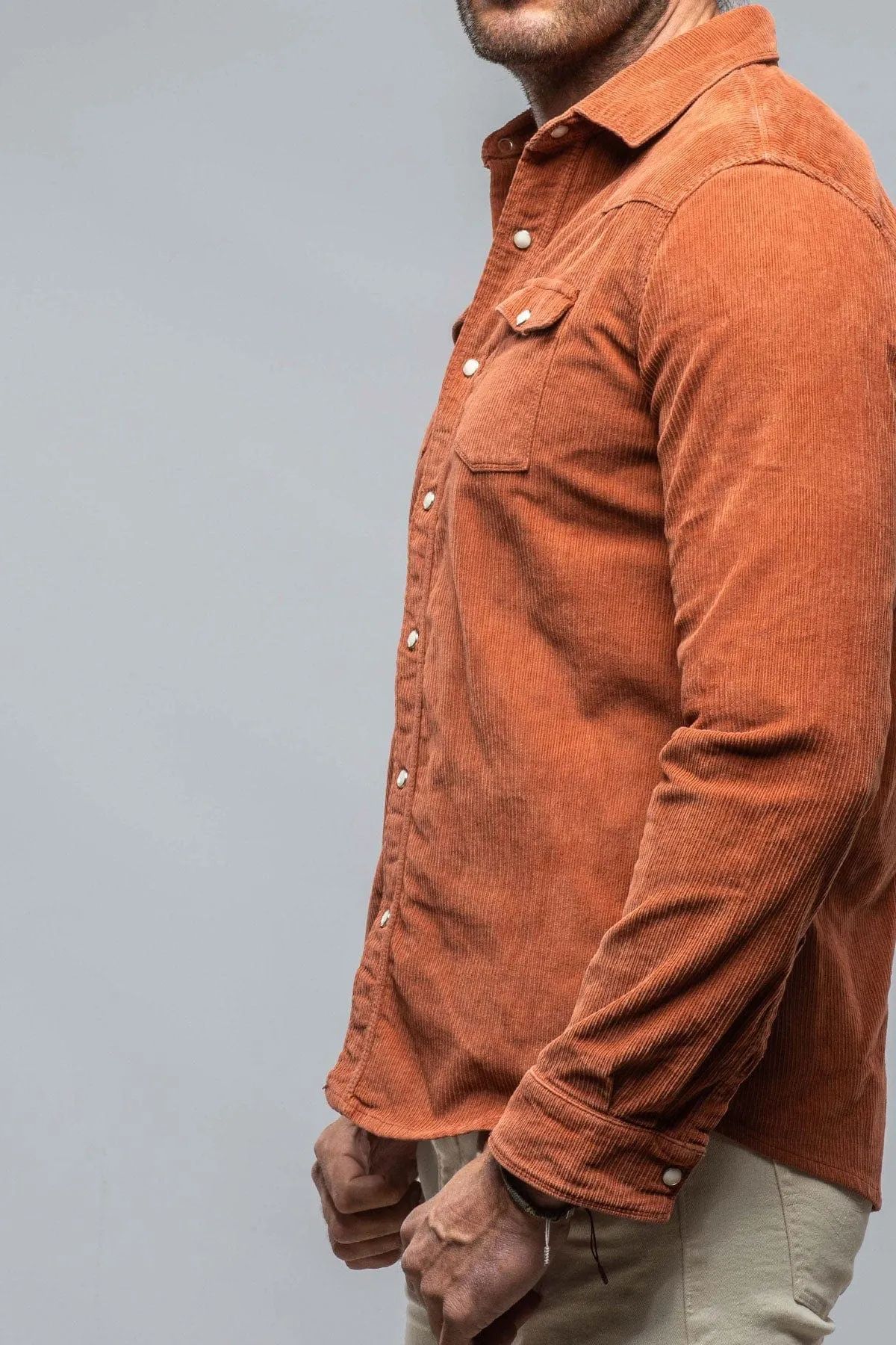 Brooks Corduroy Snap Shirt In Coccio