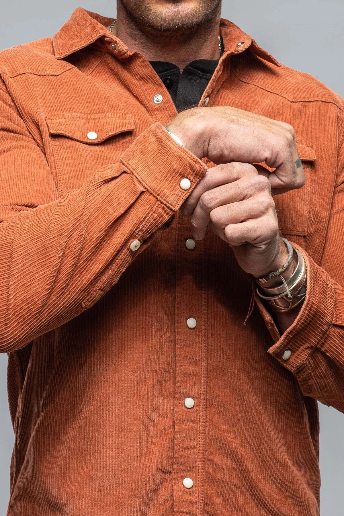 Brooks Corduroy Snap Shirt In Coccio