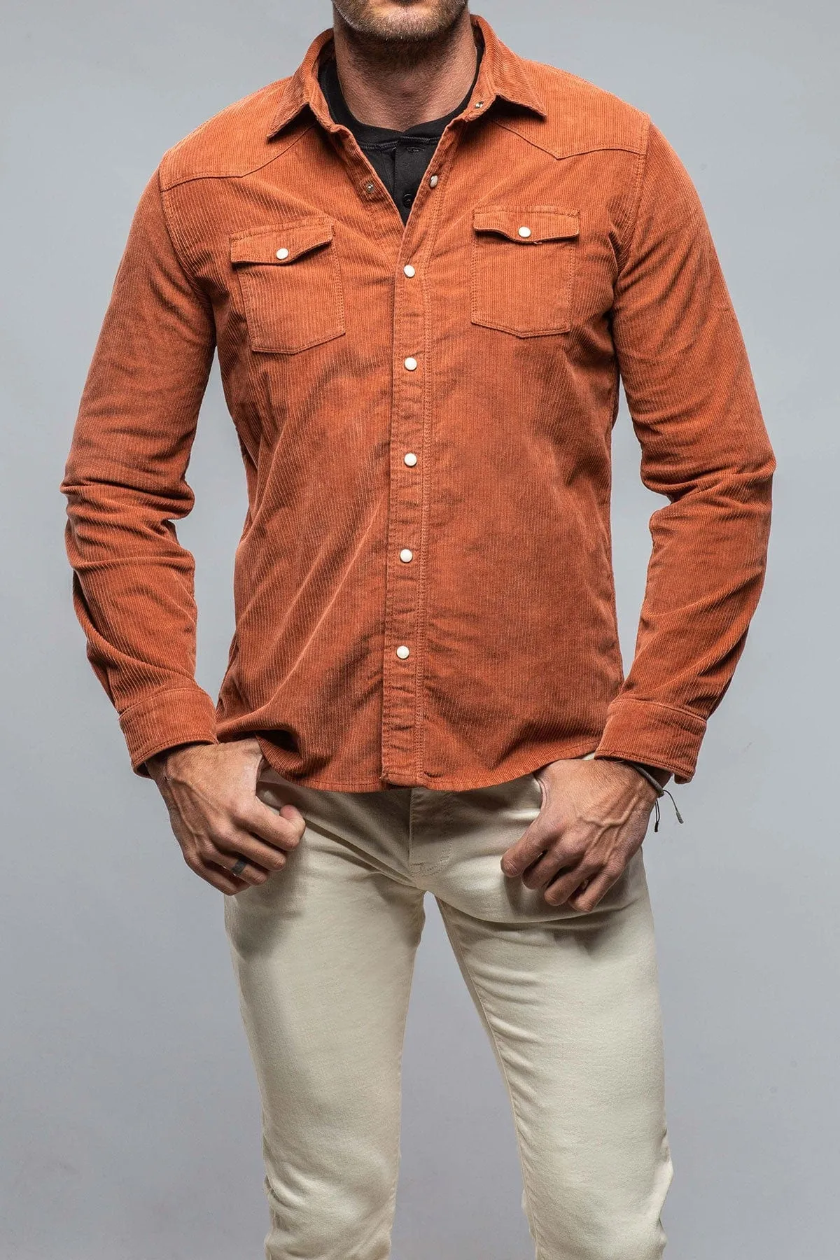 Brooks Corduroy Snap Shirt In Coccio