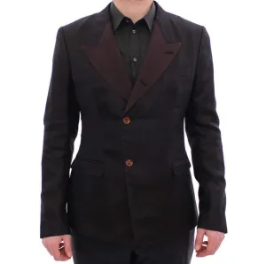 Brown silk slim fit blazer