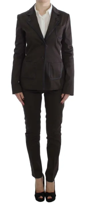 Brown Stretch Two Button Suit