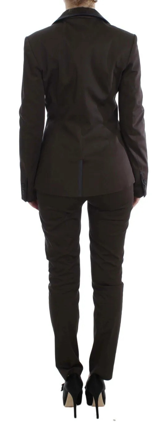 Brown Stretch Two Button Suit