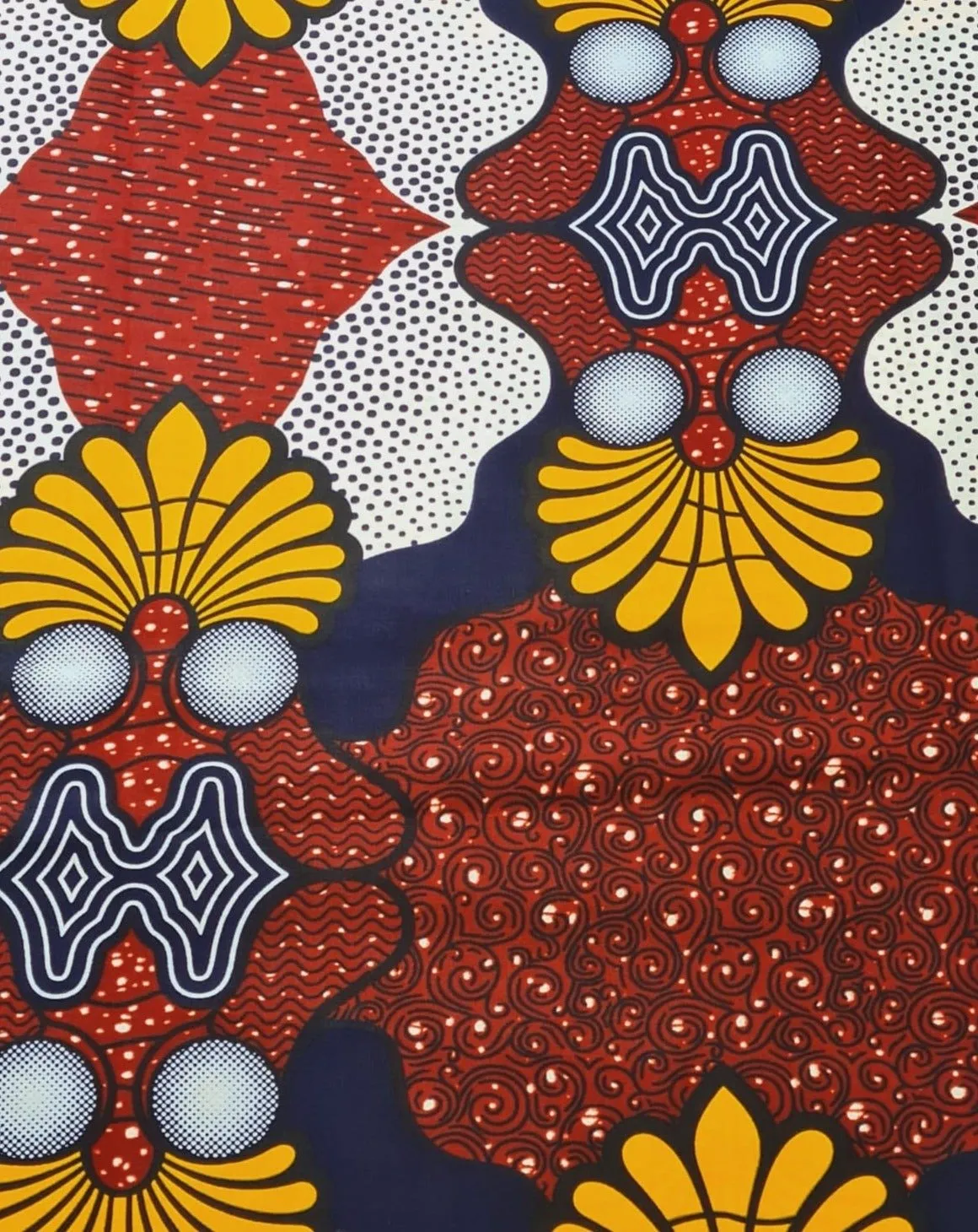 Brown, White & Blue Ankara Fabric - ak8076