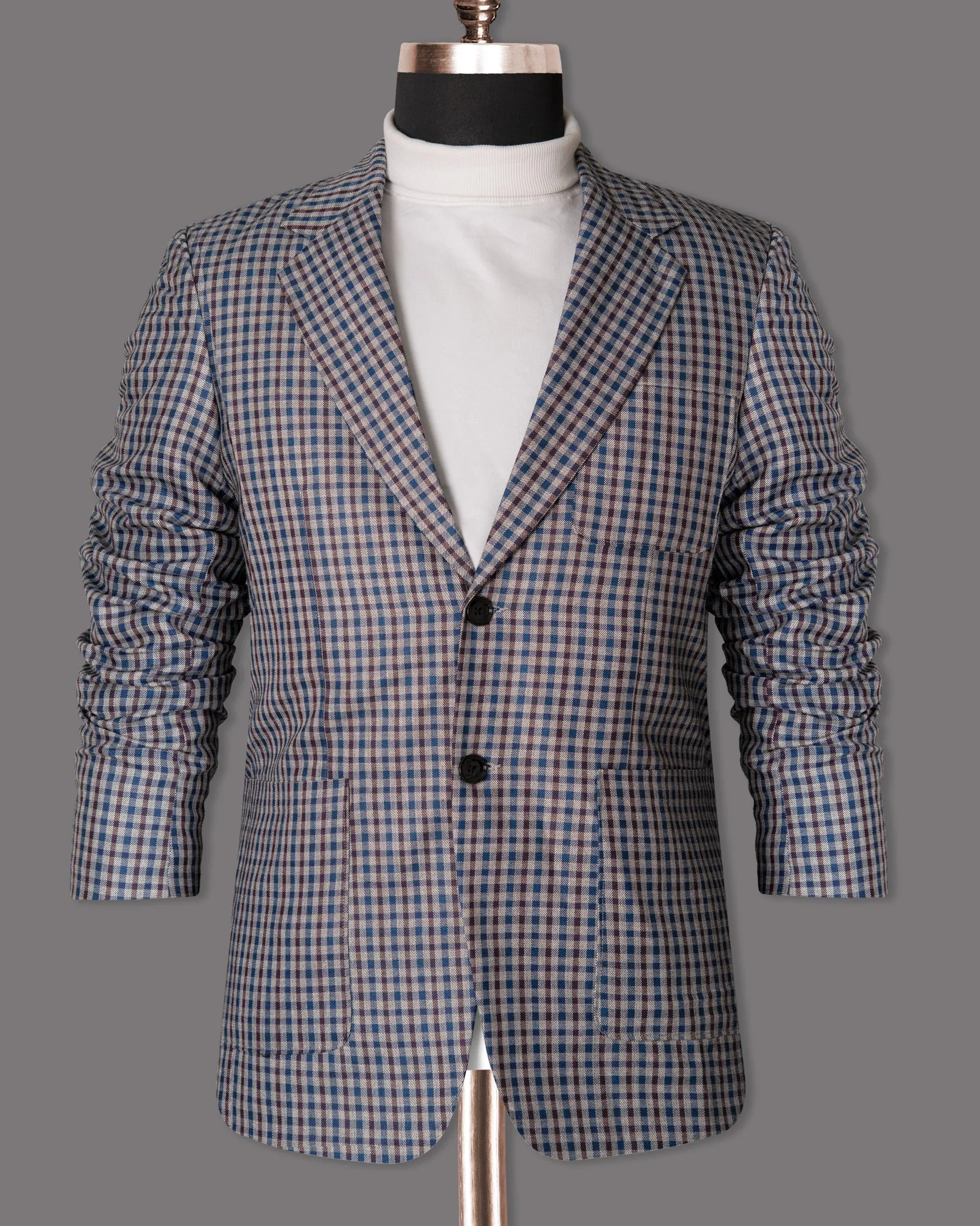 Brown with Blue Gingham wool rich Blazer