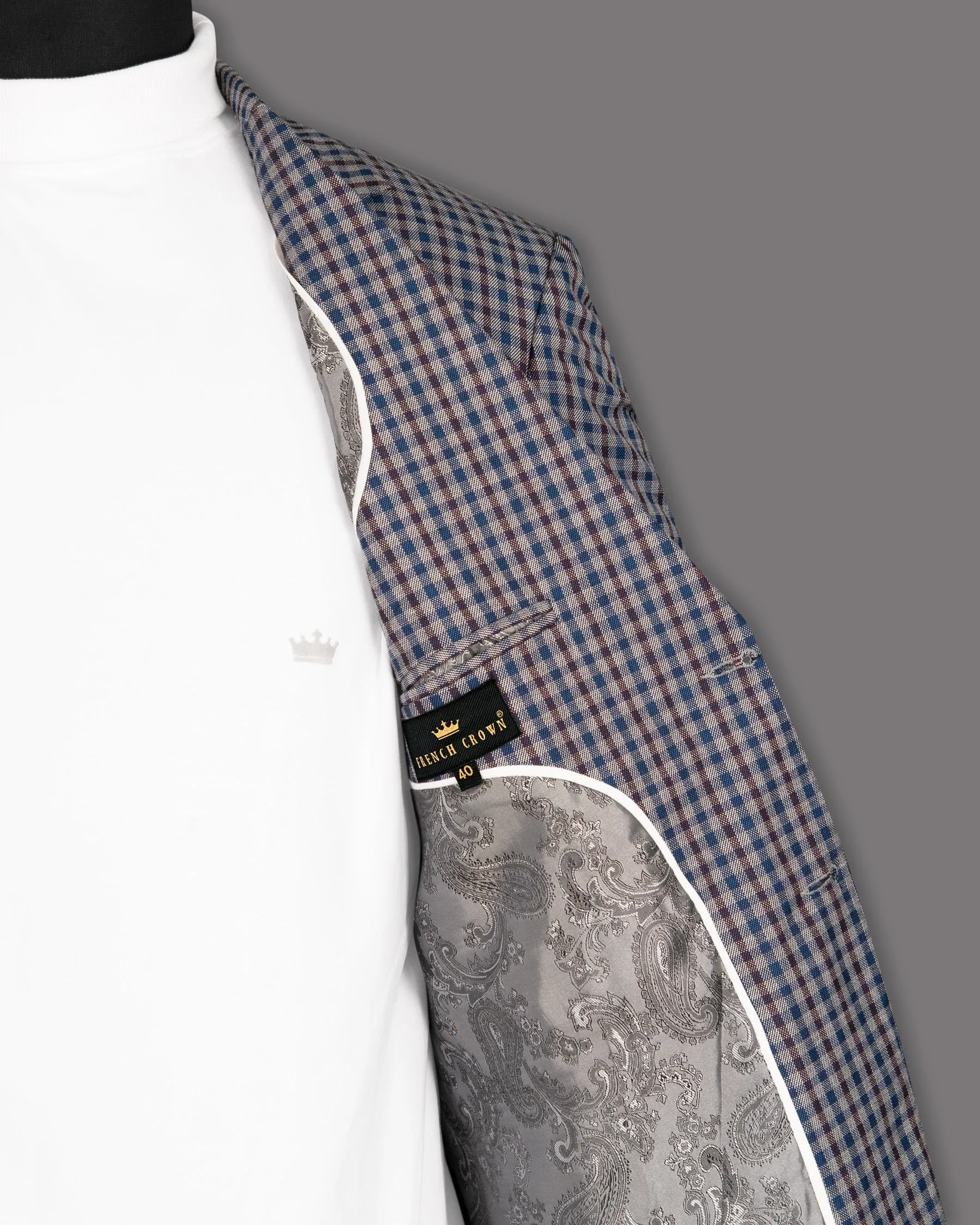 Brown with Blue Gingham wool rich Blazer
