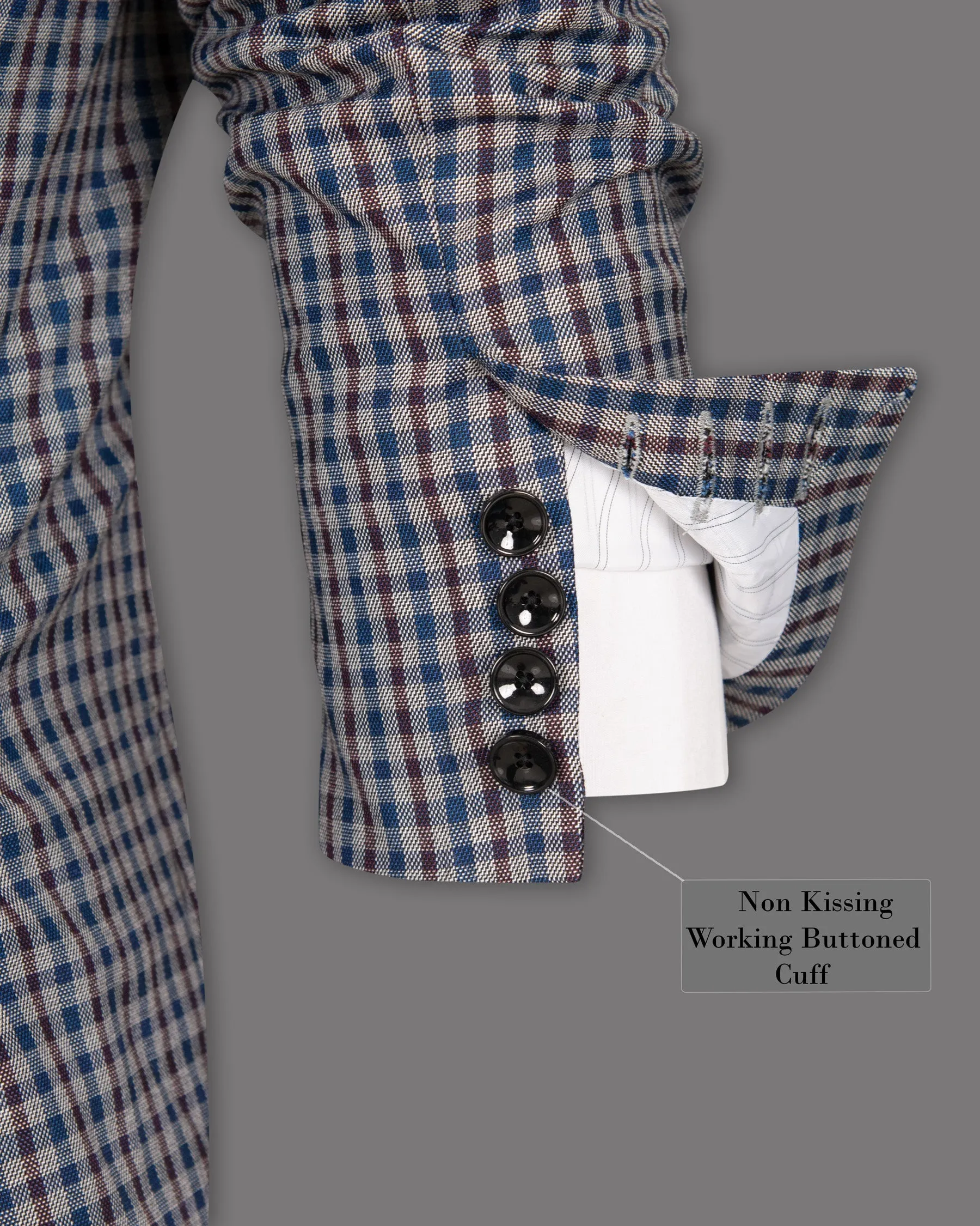 Brown with Blue Gingham wool rich Blazer