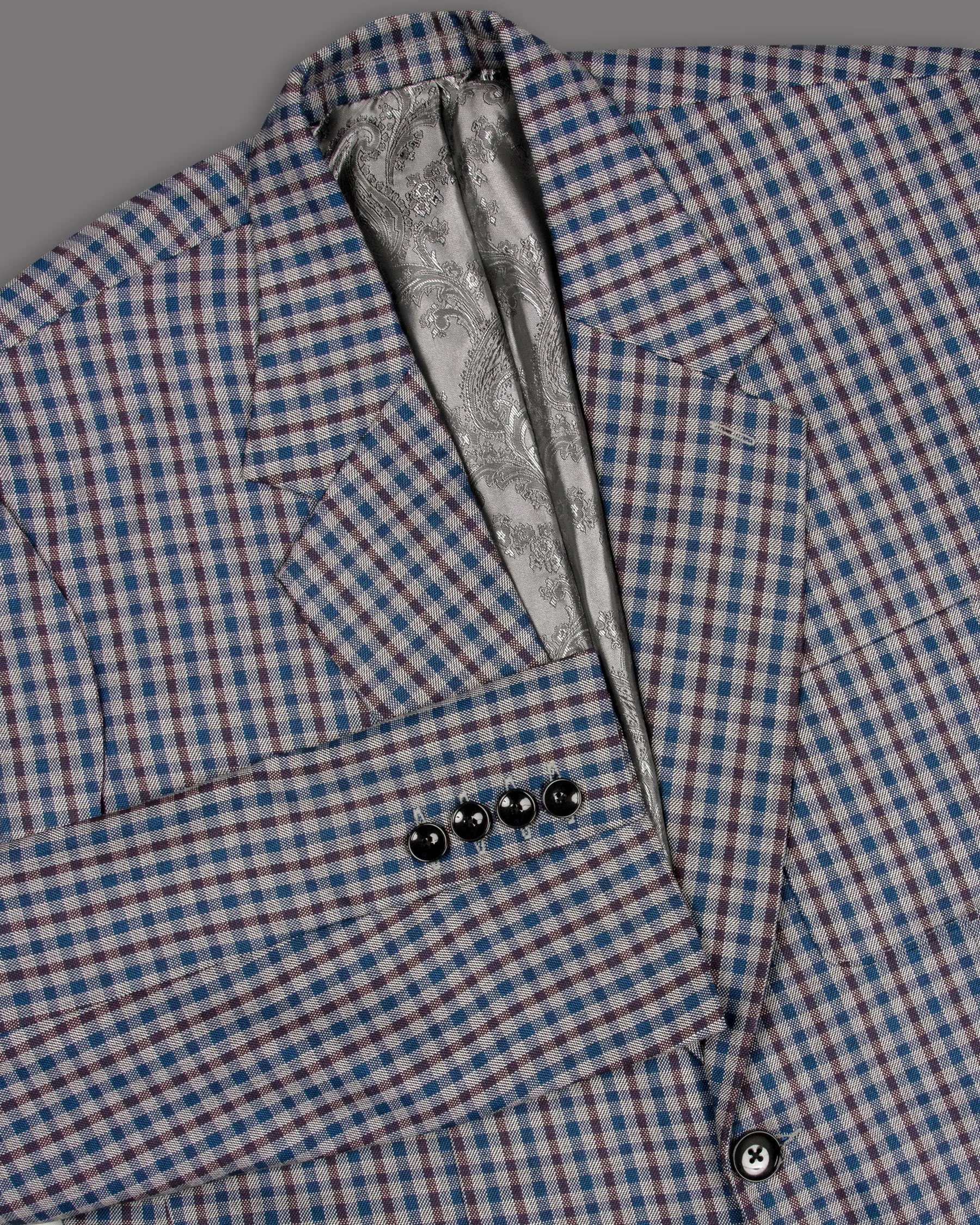 Brown with Blue Gingham wool rich Blazer