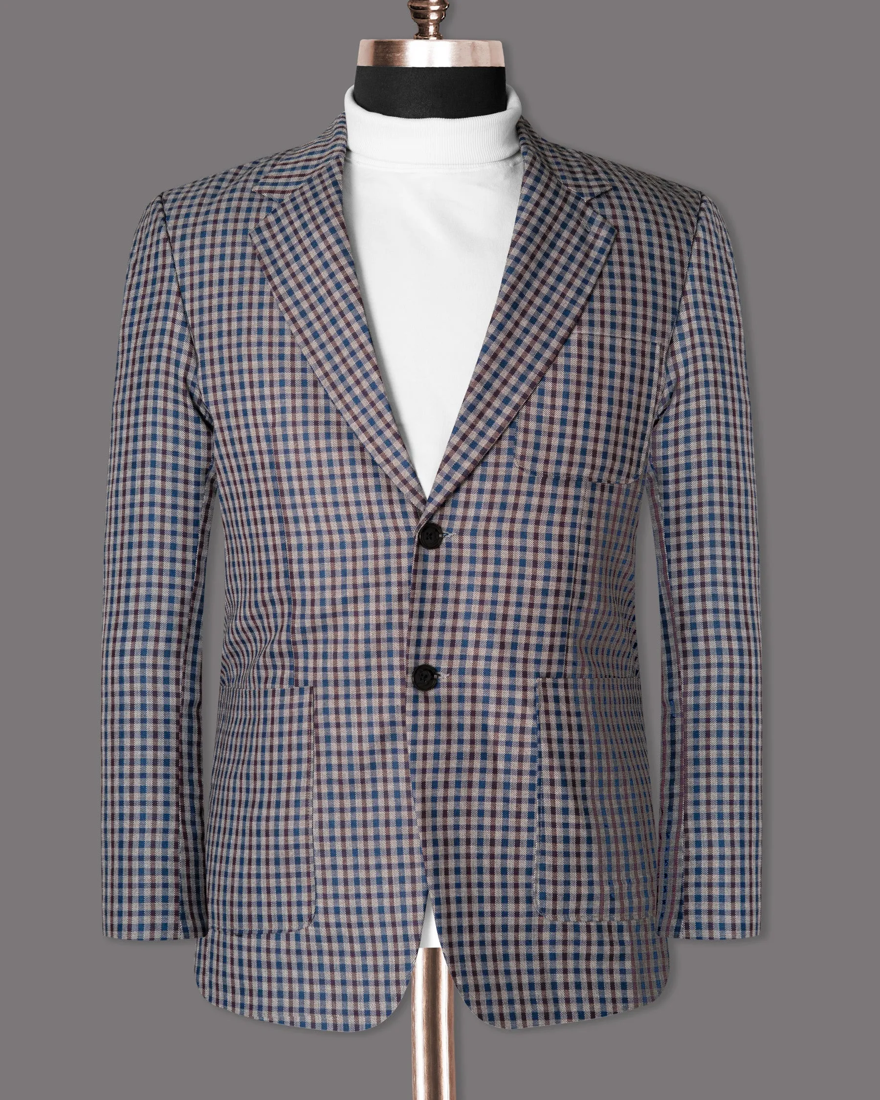 Brown with Blue Gingham wool rich Blazer
