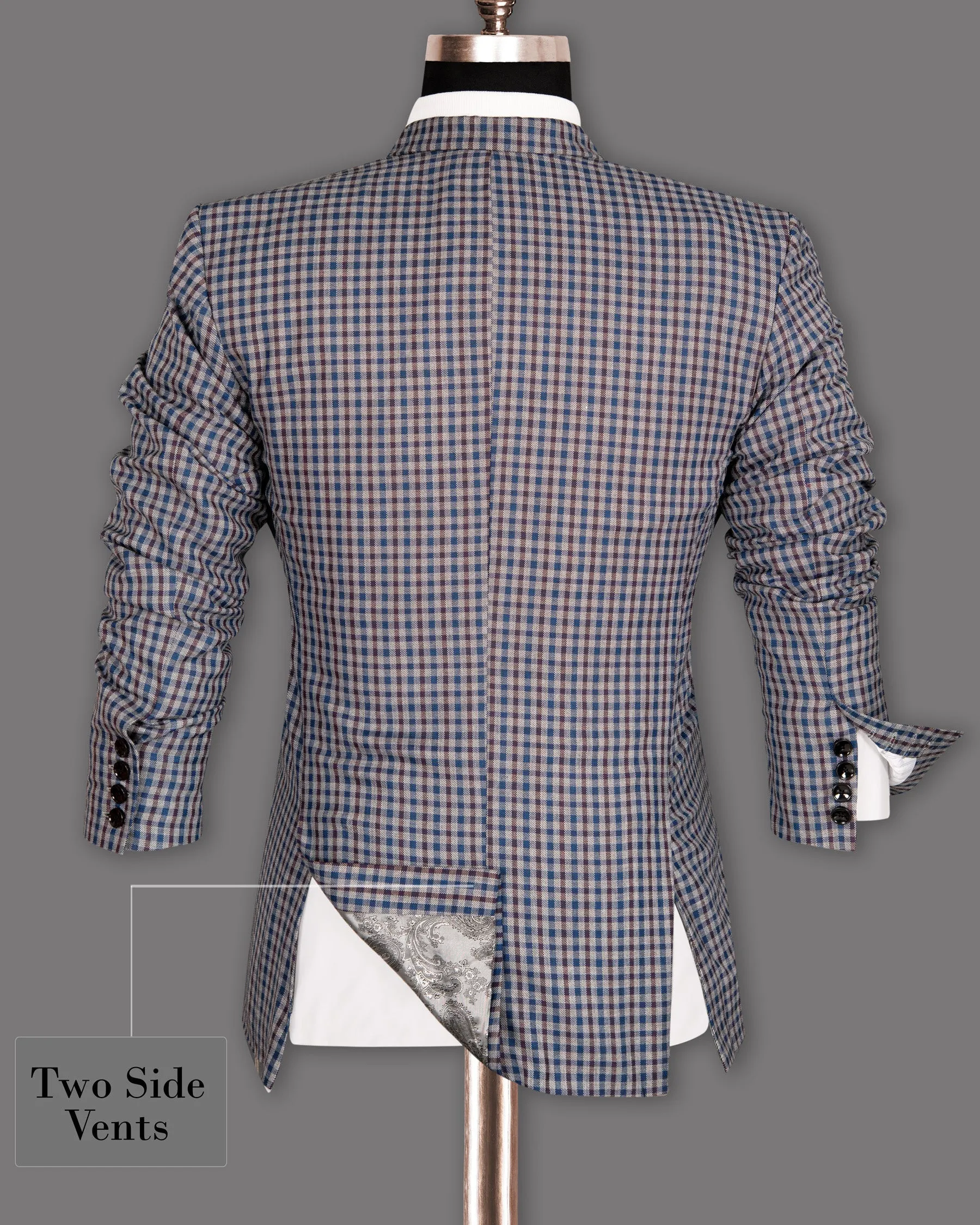 Brown with Blue Gingham wool rich Blazer