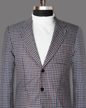 Brown with Blue Gingham wool rich Blazer