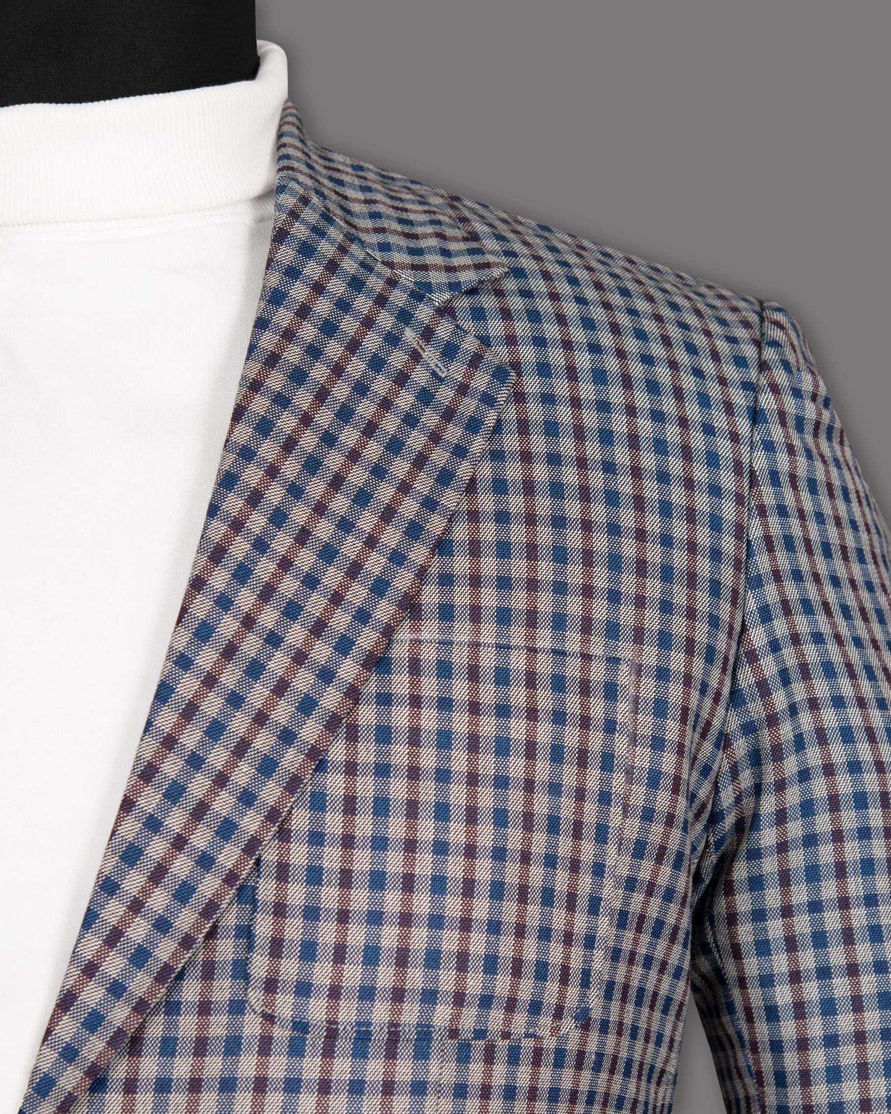 Brown with Blue Gingham wool rich Blazer