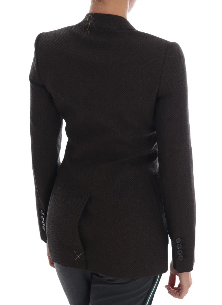 Brown Wool Cotton Two Button Blazer Jacket