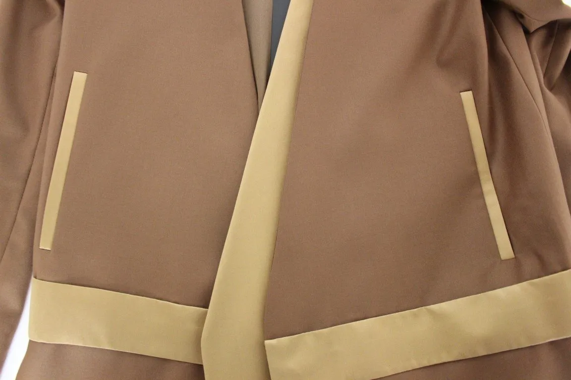 Brown Wool Silk Blazer Coat Jacket
