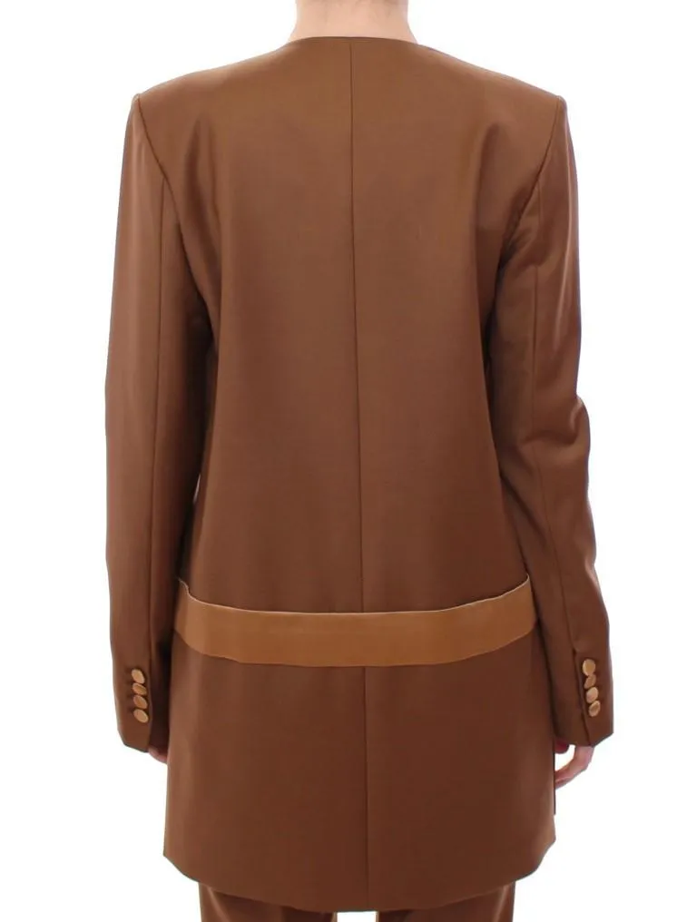 Brown Wool Silk Blazer Coat Jacket