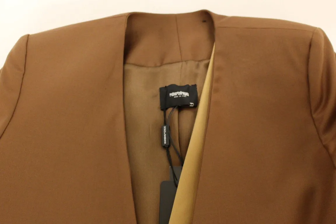 Brown Wool Silk Blazer Coat Jacket