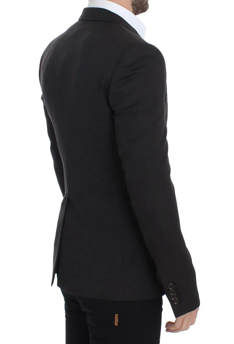 Brown wool slim fit blazer