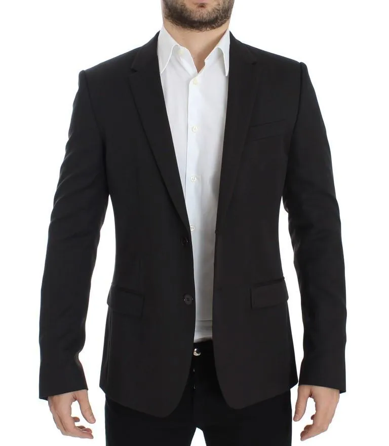 Brown wool slim fit blazer