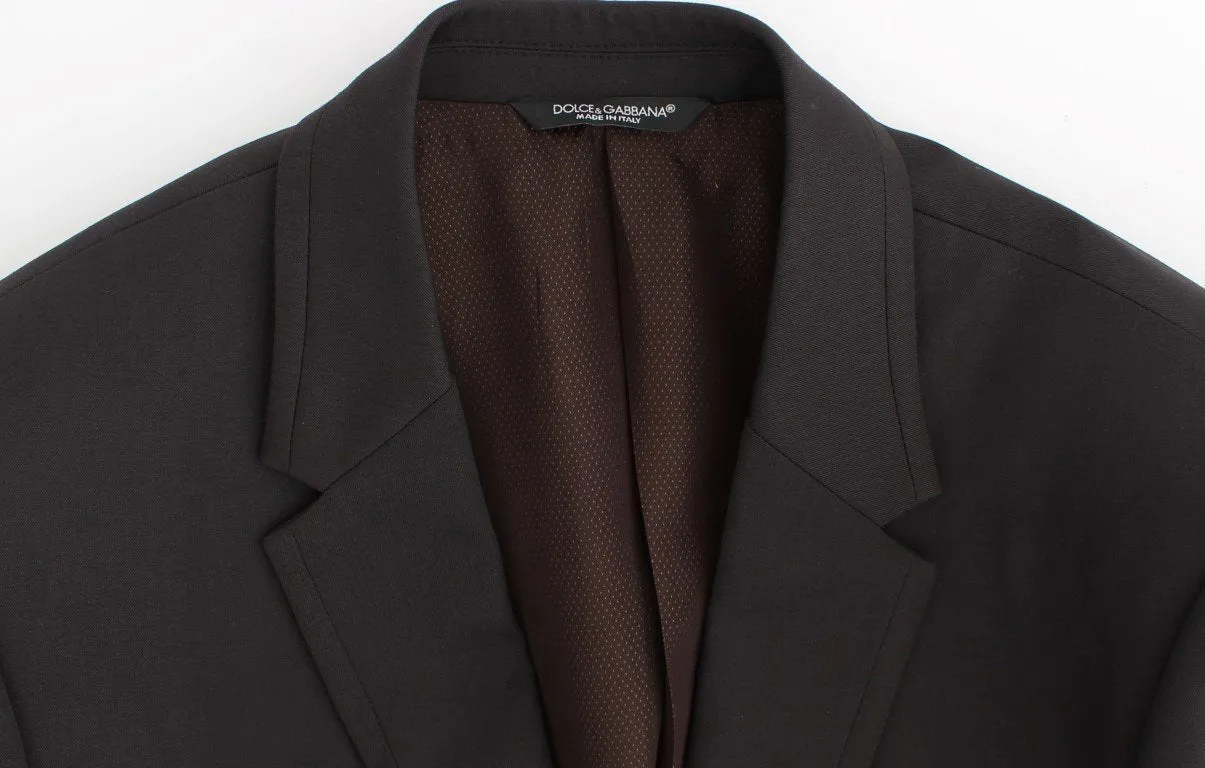 Brown wool slim fit blazer