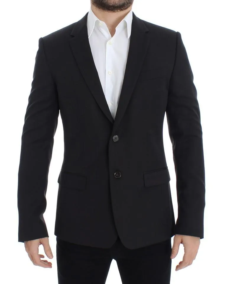 Brown wool slim fit blazer