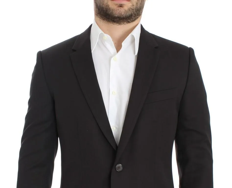 Brown wool slim fit blazer