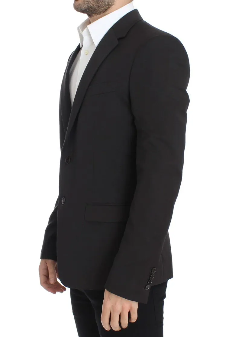 Brown wool slim fit blazer
