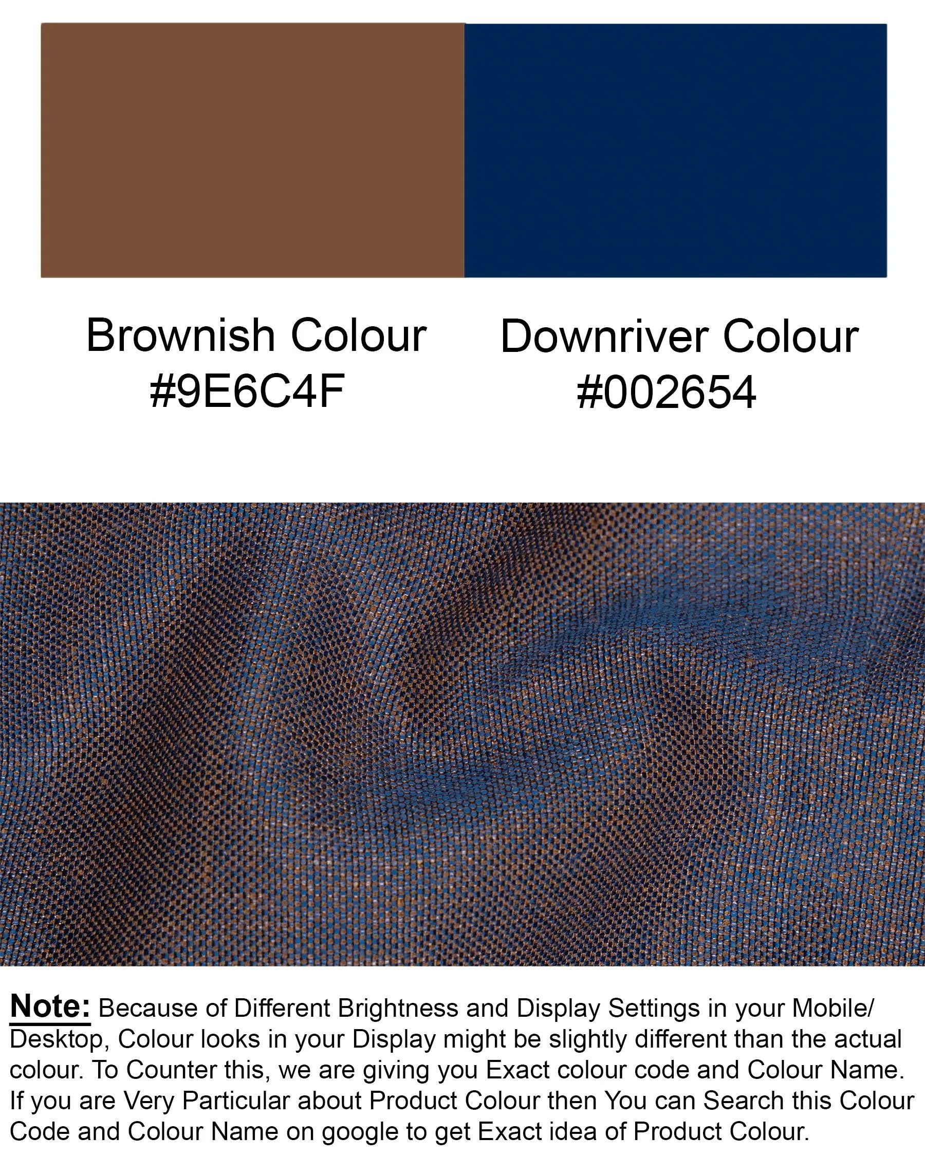 Brownish with Downriver Blue Two Tone Double Breasted Designer Blazer