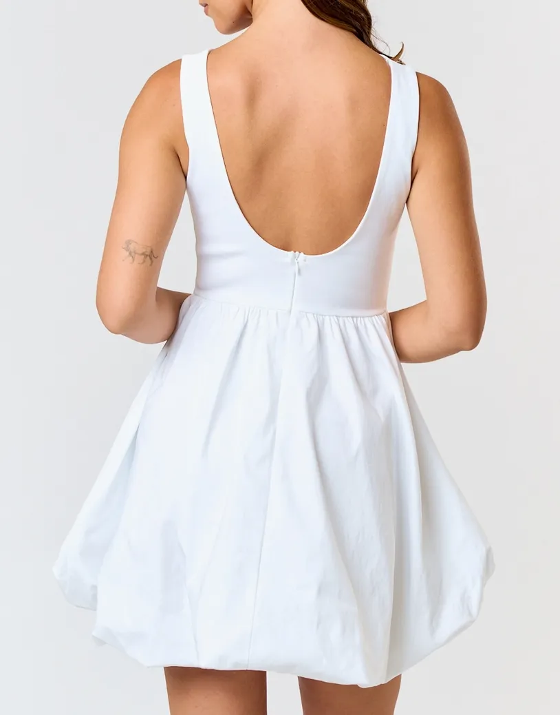 Bubble Hem Boat Neck Mini Dress