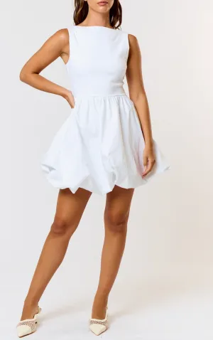 Bubble Hem Boat Neck Mini Dress