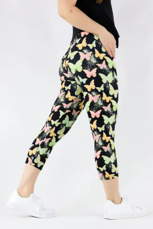 Butterfly Glitter - Casual Capri Leggings