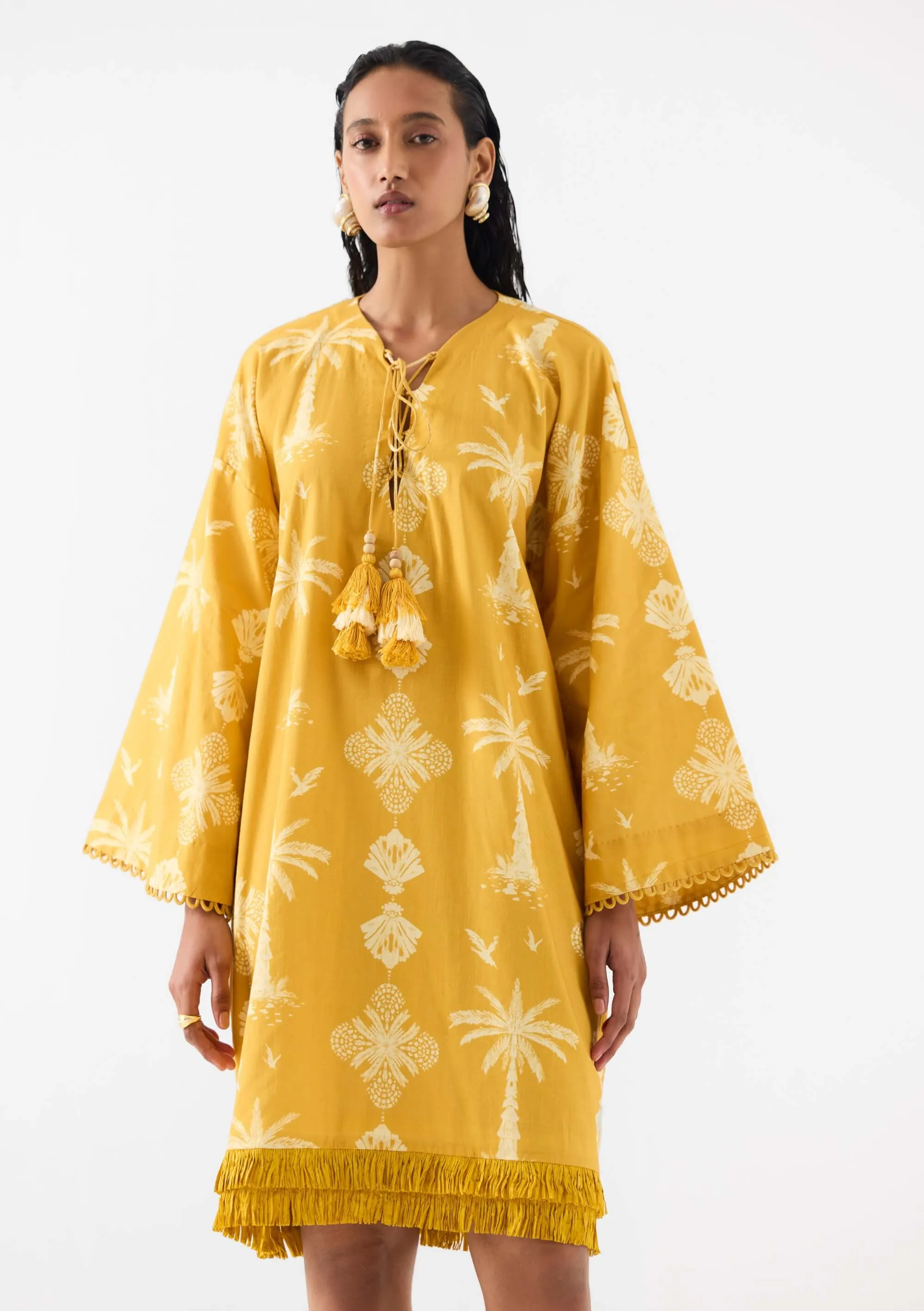 Cabana yellow pam bell sleeves dress