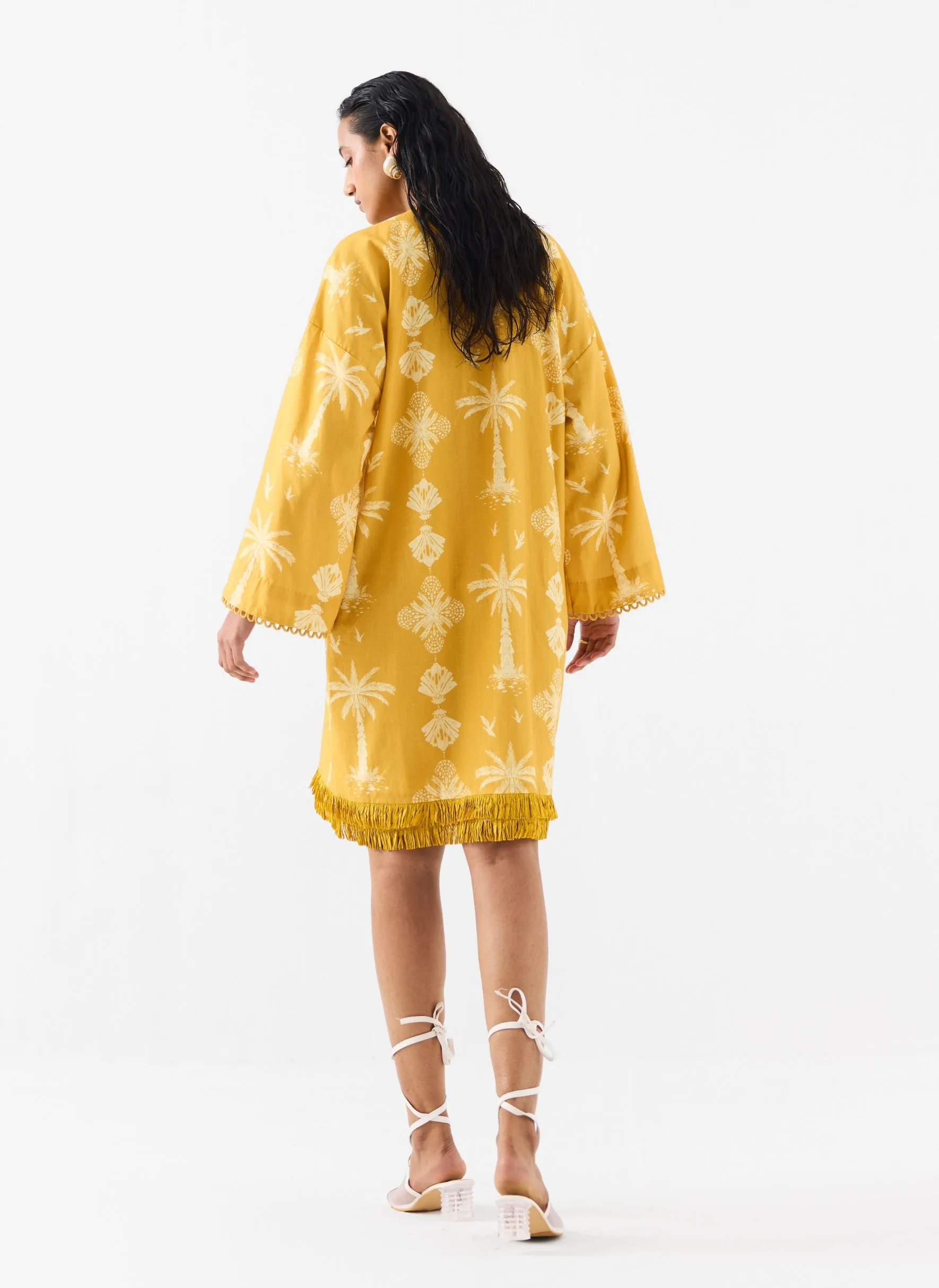 Cabana yellow pam bell sleeves dress