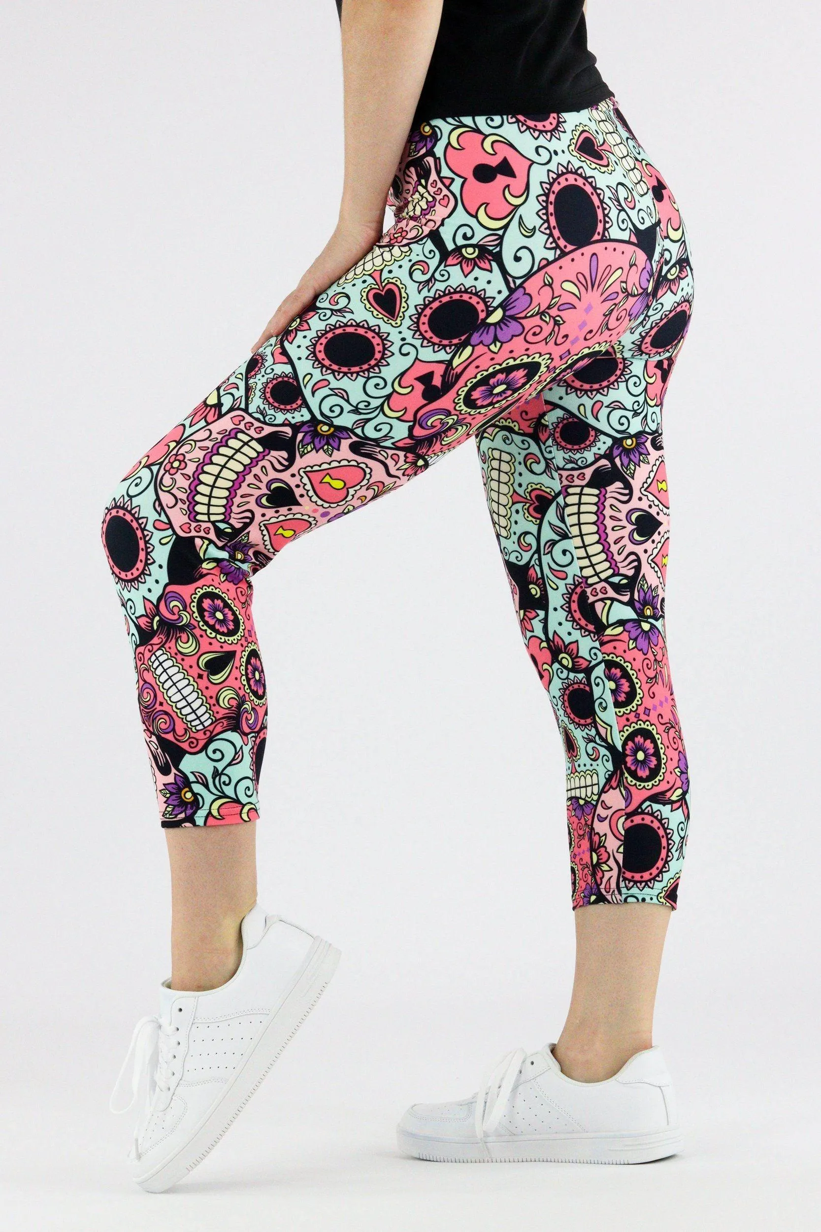Calavera Skull - Casual Capri Leggings