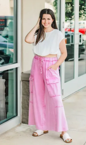 Calling You Out Wide Leg Pants in Pink