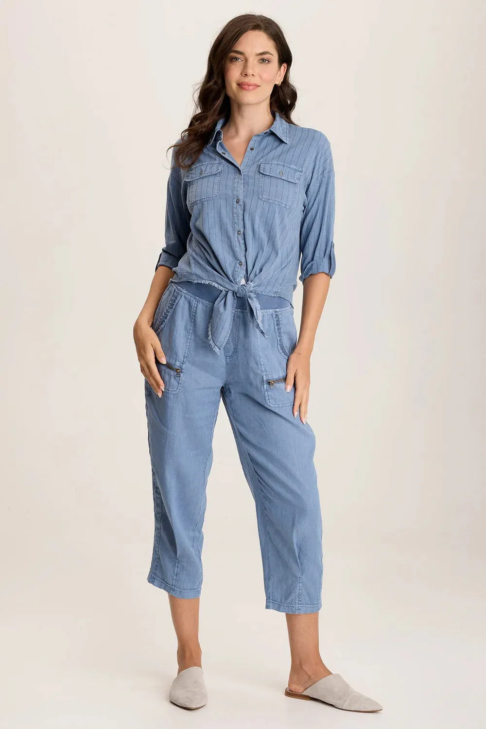 Camden Linen Tapered Crop Pant