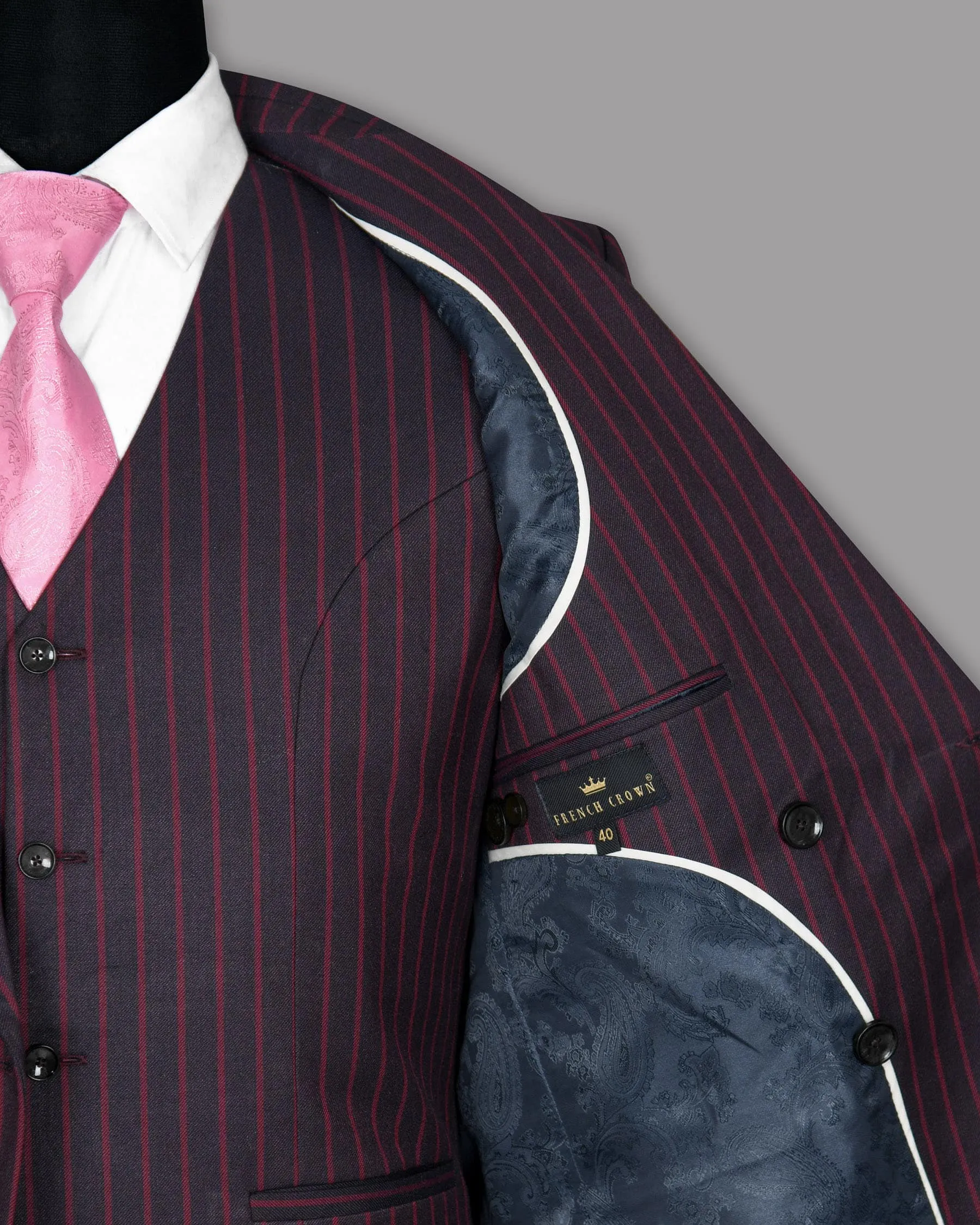 Camelot Pink Tonal Striped Double-Breasted Blazer