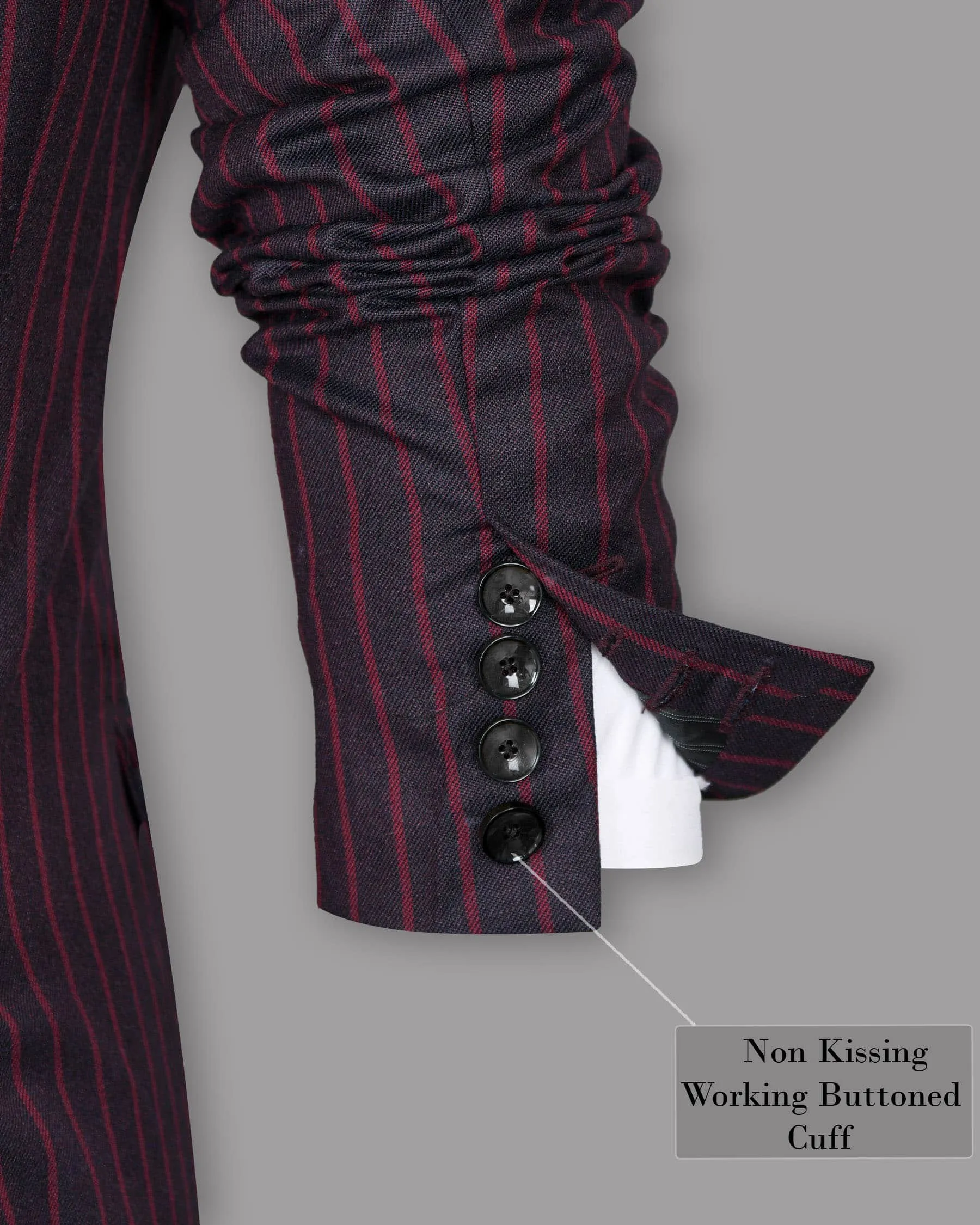 Camelot Pink Tonal Striped Double-Breasted Blazer