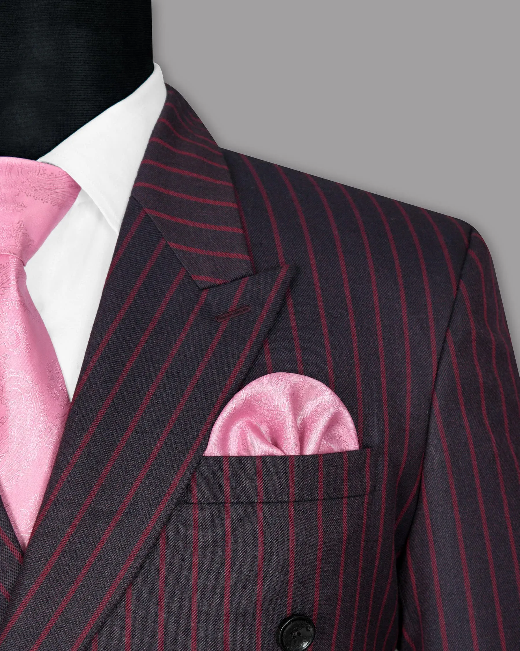Camelot Pink Tonal Striped Double-Breasted Blazer