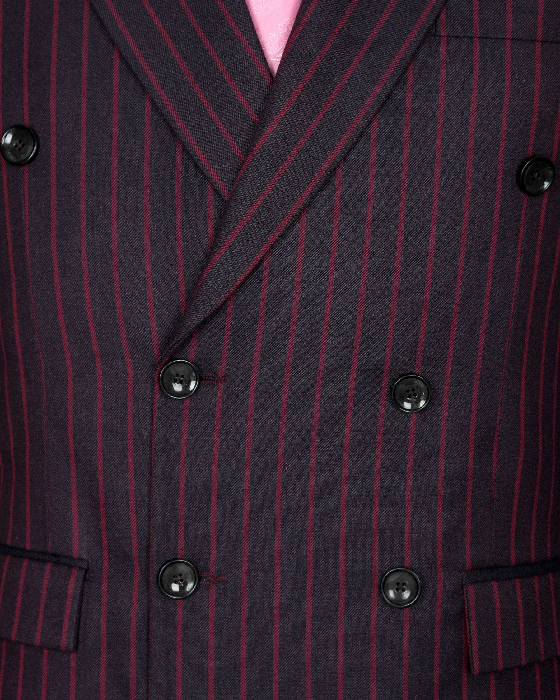 Camelot Pink Tonal Striped Double-Breasted Blazer