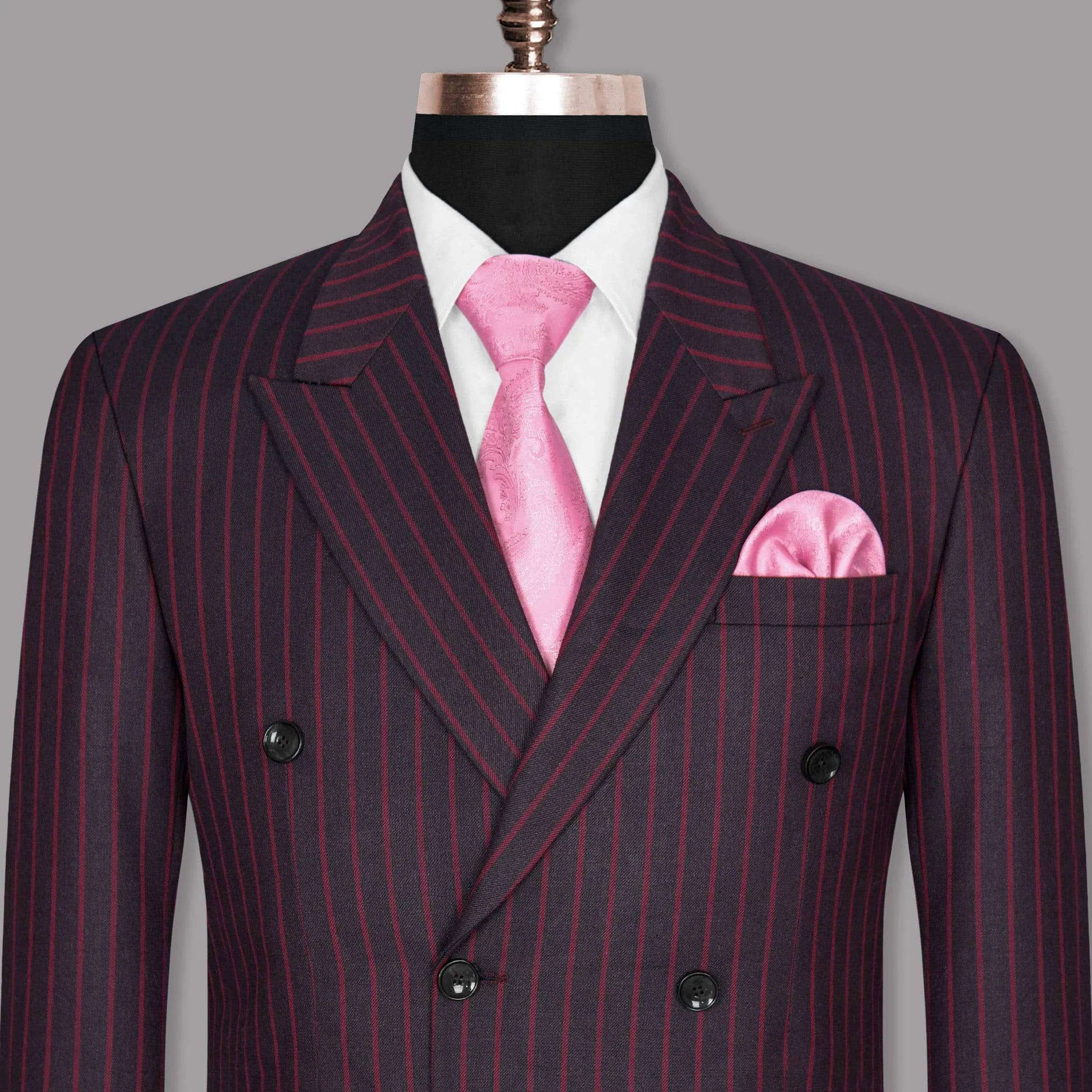 Camelot Pink Tonal Striped Double-Breasted Blazer