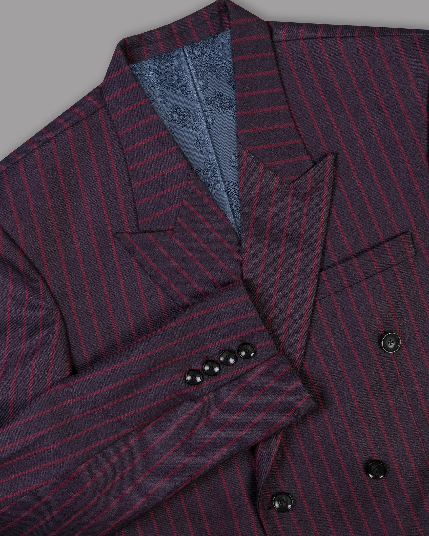 Camelot Pink Tonal Striped Double-Breasted Blazer