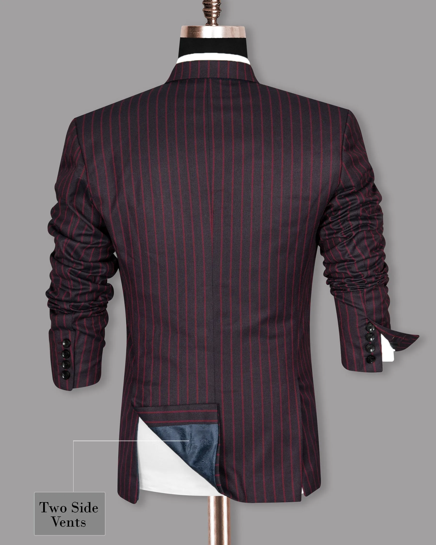 Camelot Pink Tonal Striped Double-Breasted Blazer