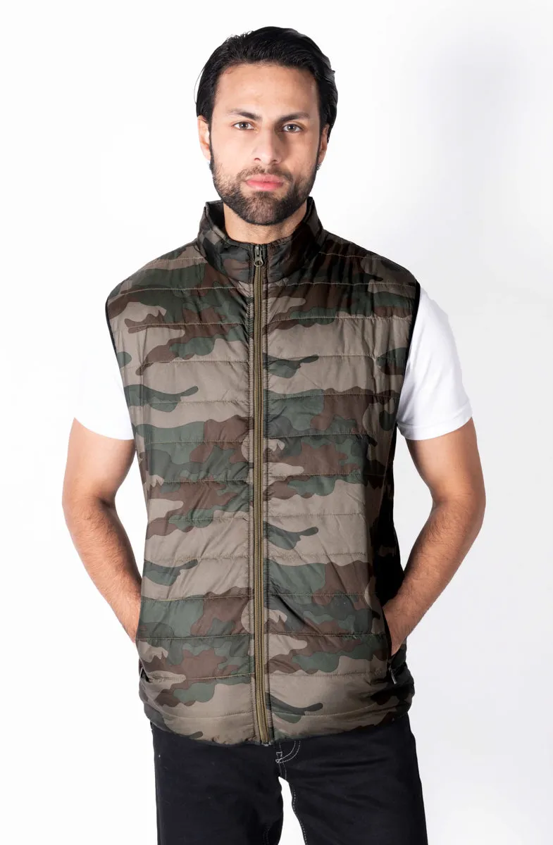 camouflage Sleeveless Puffer Gilet Jacket