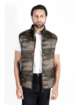 camouflage Sleeveless Puffer Gilet Jacket