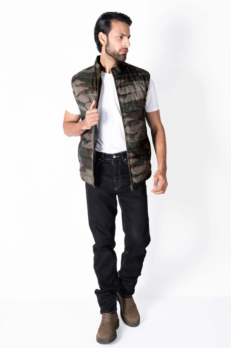 camouflage Sleeveless Puffer Gilet Jacket