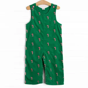 Candy Cane Craze Embroidered Jon Jon, Green