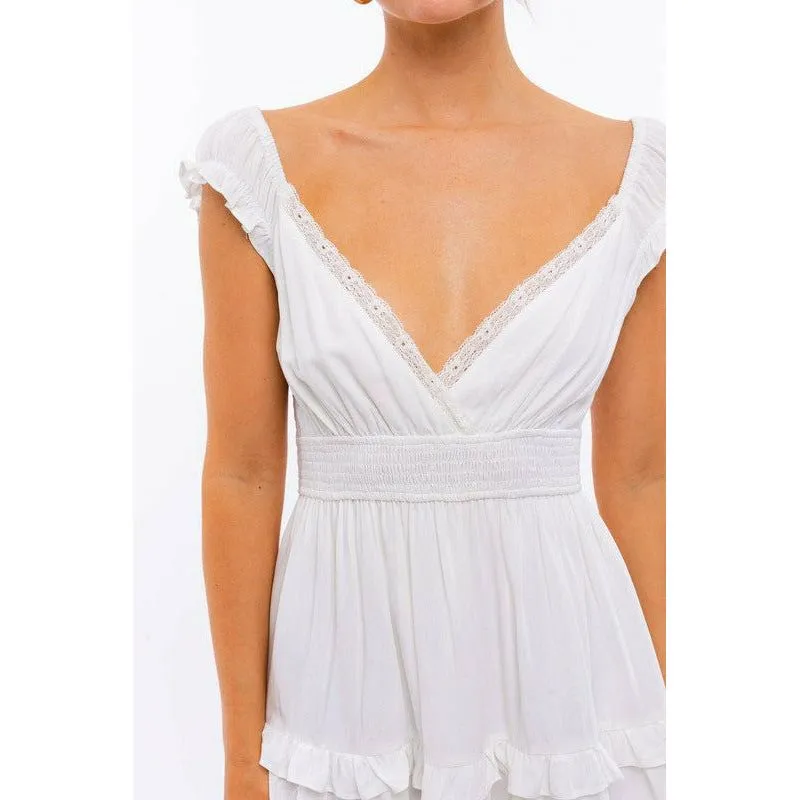 Cap Sleeve Ruffle Mini Dress