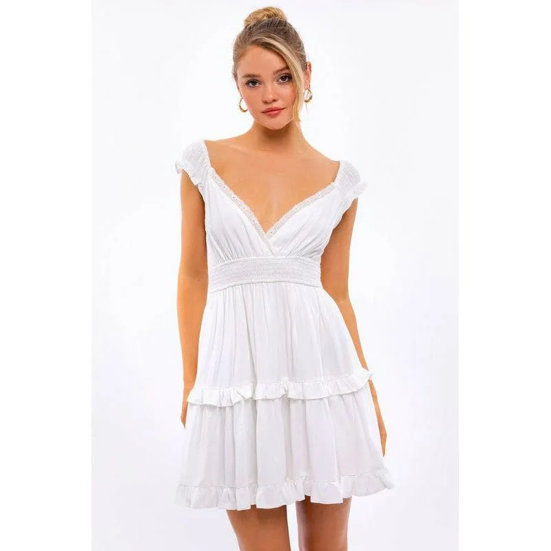 Cap Sleeve Ruffle Mini Dress