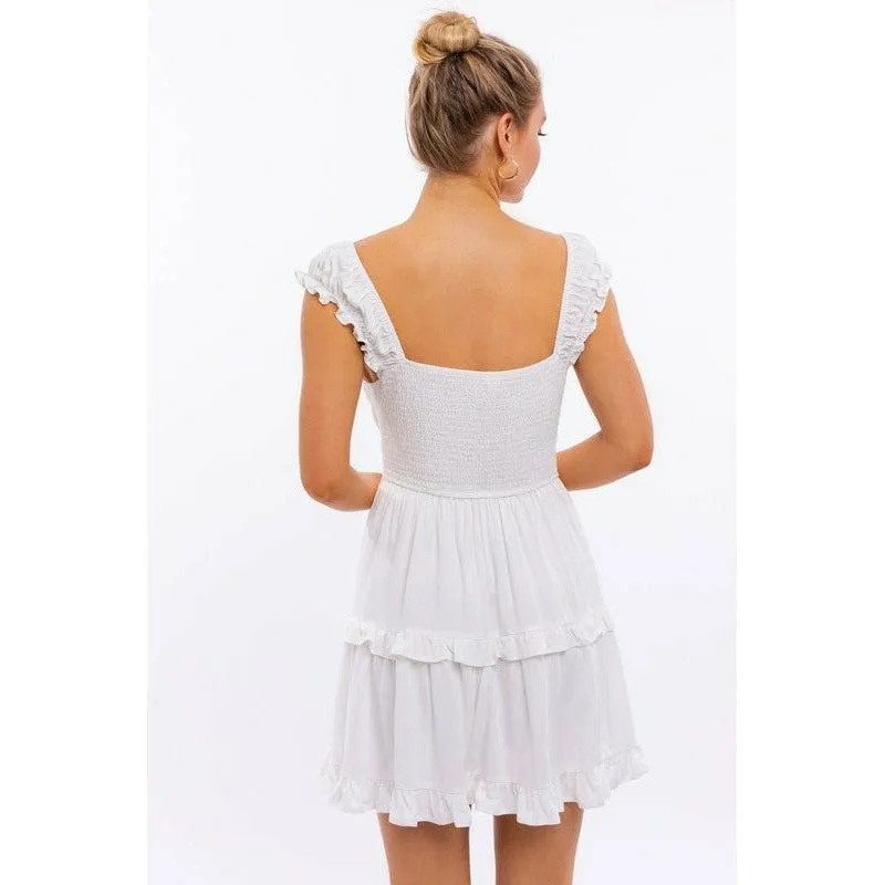 Cap Sleeve Ruffle Mini Dress